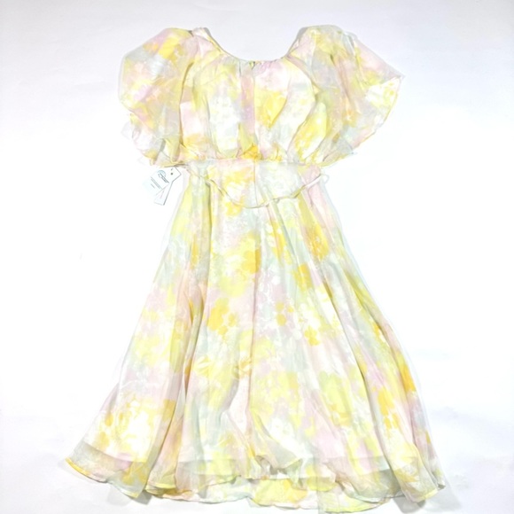 New ModCloth Flutter of Flattery Midi Dress Yellow Pink - Picture 3 of 7